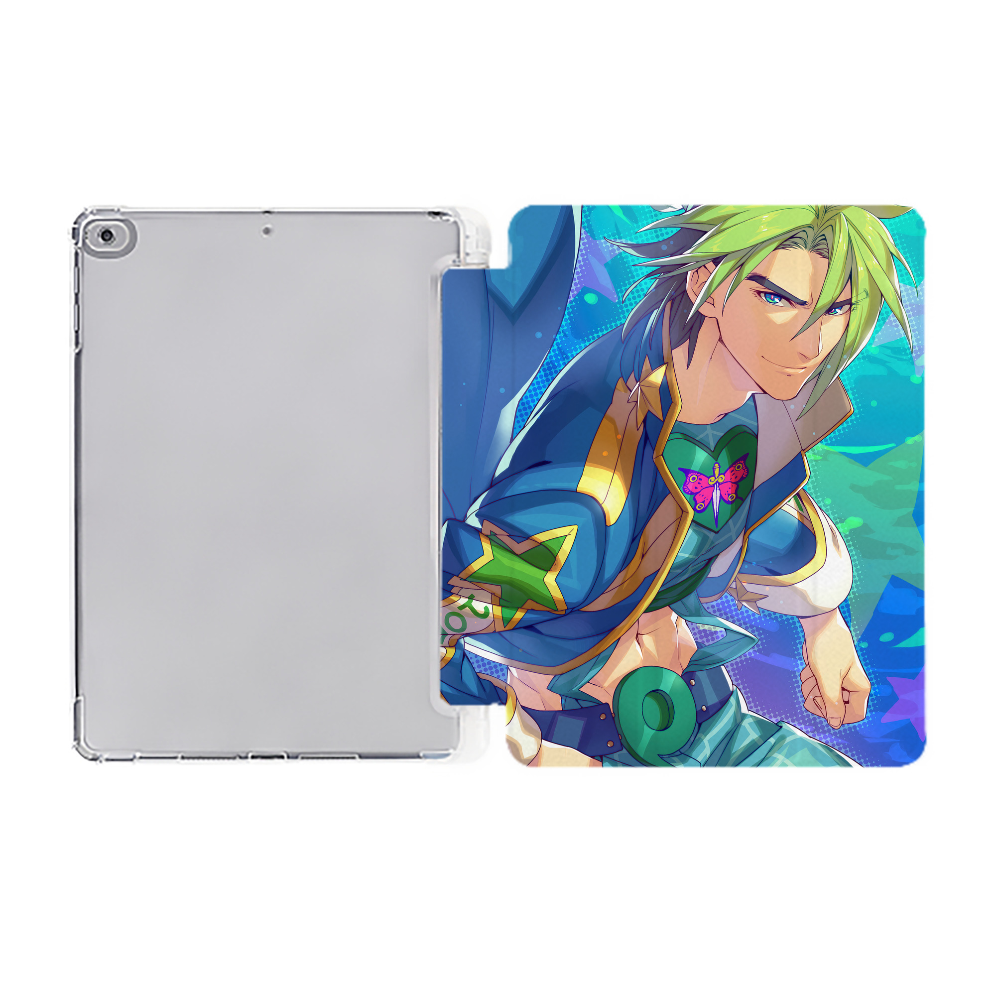 （画像用） ジョジョの奇妙な冒険 JoJo's Bizarre Adventure IPad ケース ペン収納付き 三つ折りスタンド PUレザー×シリコン 対応機種9.5/10.5/10.9インチ